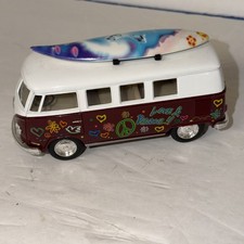 5" Kinsmart 1962 Volkswagen Classical Bus w/Decal 1:32 Diecast Love Peace MAROON
