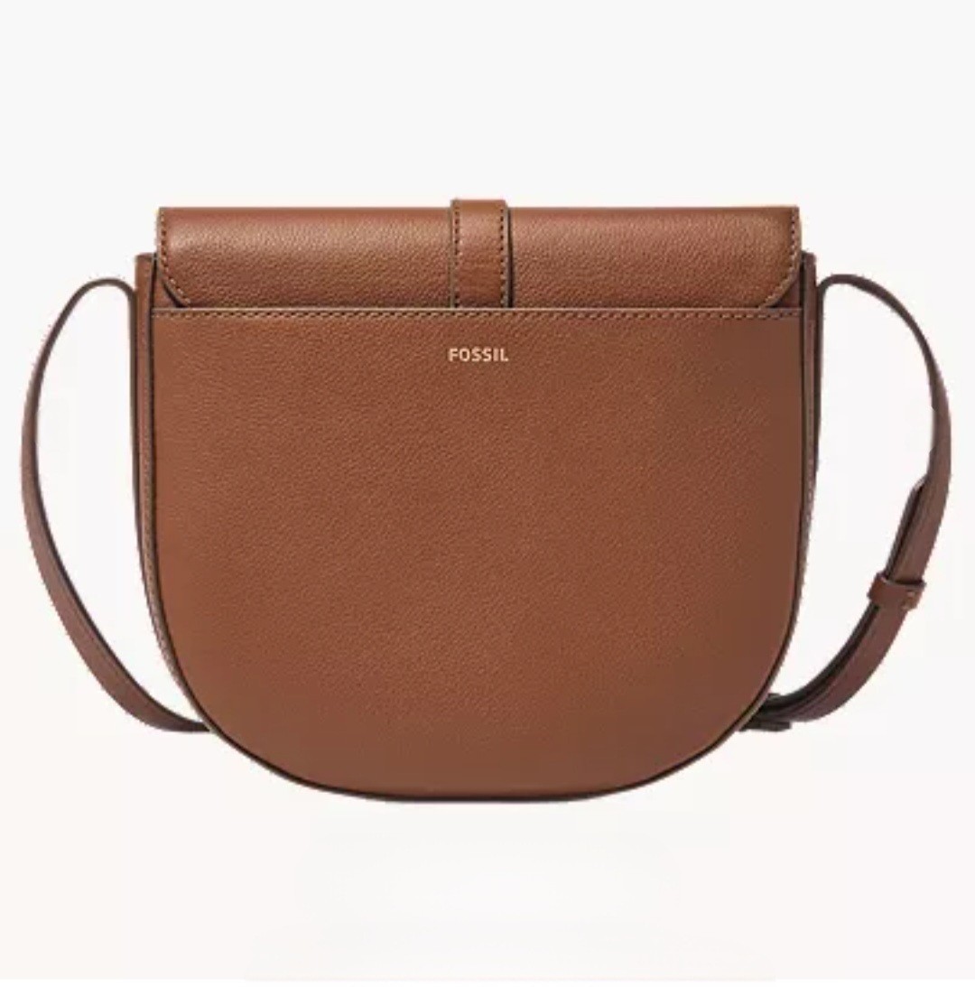 Fossil Emery Medium Brown Leather Crossbody Bag, Gold Hardware