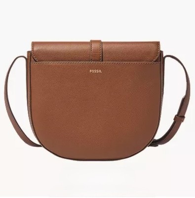 Fossil Emery Medium Brown Leather Crossbody Bag, Gold Hardware