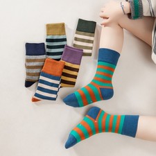 5 Pairs Kids Cotton Stripe Socks for Boys Girls 2-10 Years Soft Breathable
