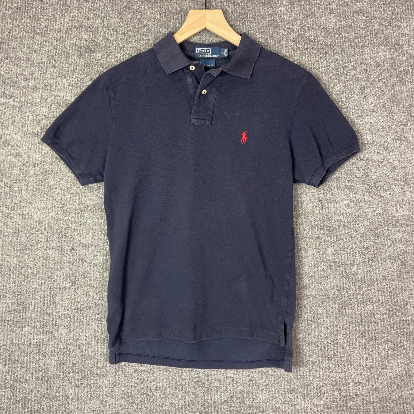 Vintage Polo Ralph Lauren Mens Small Navy Blue Custom Fit Short Sleeve Shirt