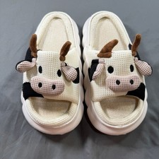 Cow Print Platform Slippers Size W 10-11