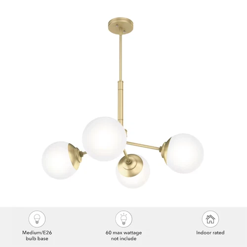 Modern Brass Four Light Chandelier Hepburn Collection New in Box Fixture - Picture 5 of 9