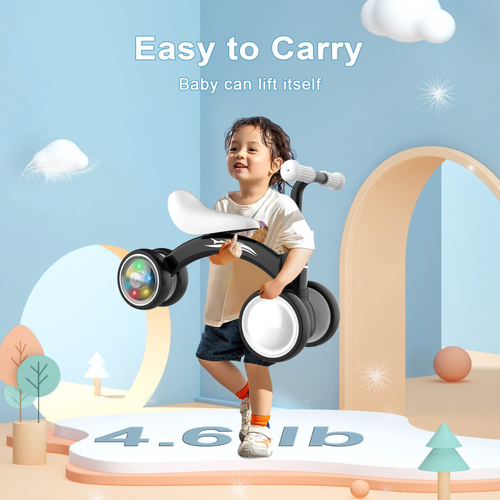 Colorful Lighting Baby Balance Bike Toys 1 Year Old Boy Girl Gifts Black - Picture 7 of 12