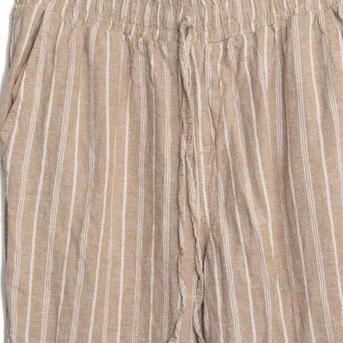 Briggs Mujer Beige y Blanco Talla M Rayas Mezcla de Lino Cintura Elástica Pierna Ancha - Imagen 3 de 8