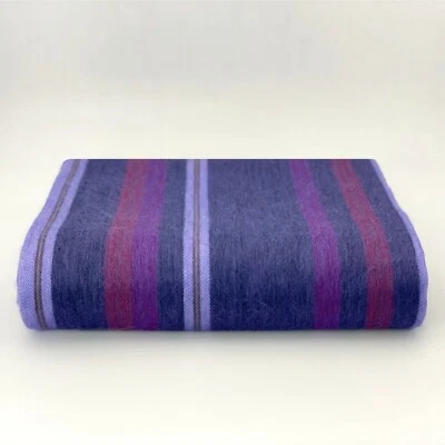 Soft and Warm Violet Purple Striped ALPACA Wool Blanket Queen Bed Sofa Throw