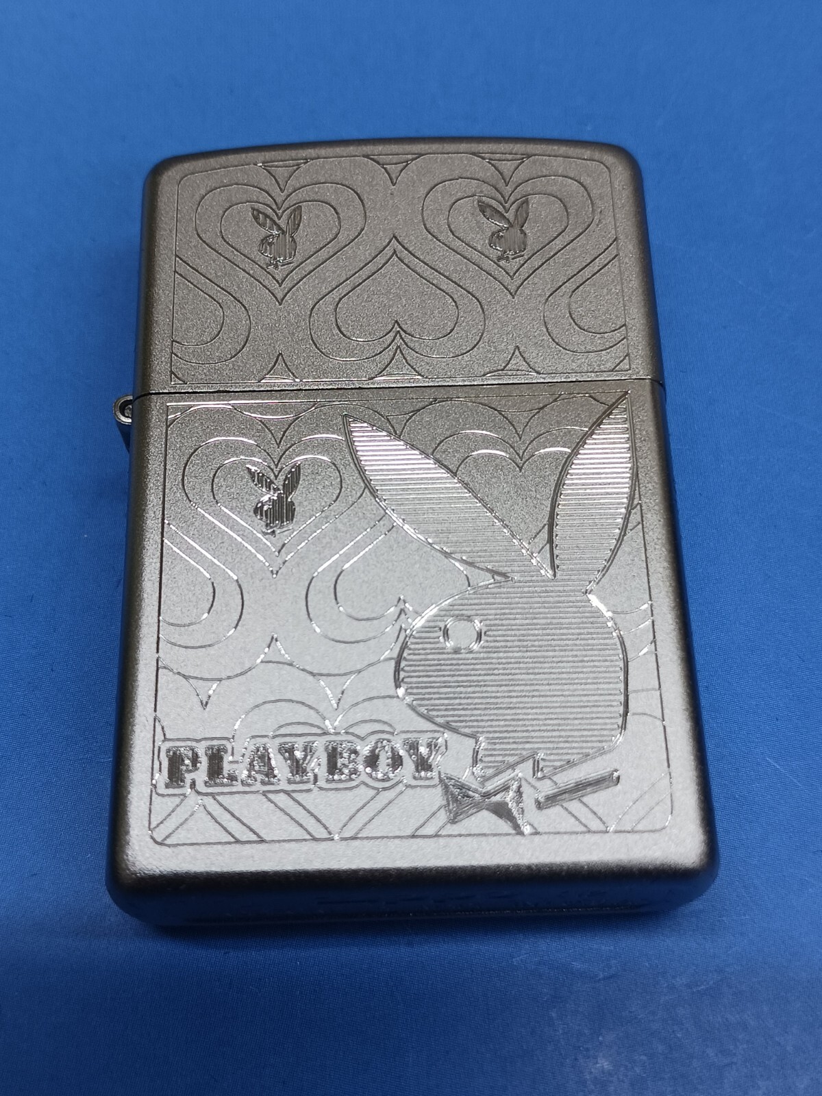 Zippo Playboy Bunny Hearts Satin Chrome Lighter 28077