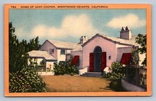 Postcard CA Brentwood Heights  Residence of Actor Gary Cooper Linen 1944 J205