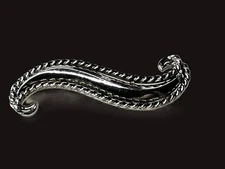 Elegant Vintage Furled Silvertone Brooch