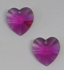 Swarovski Crystal Fuchsia Heart 6228 Pendant; 10mm 2pc or 14mm