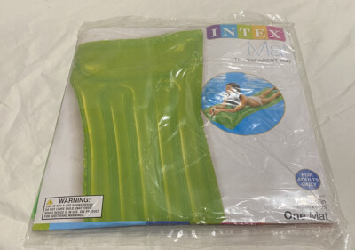 Brand New Intex Transparent Inflatable Pool Air Mat Green 72'' x 27'' Sealed