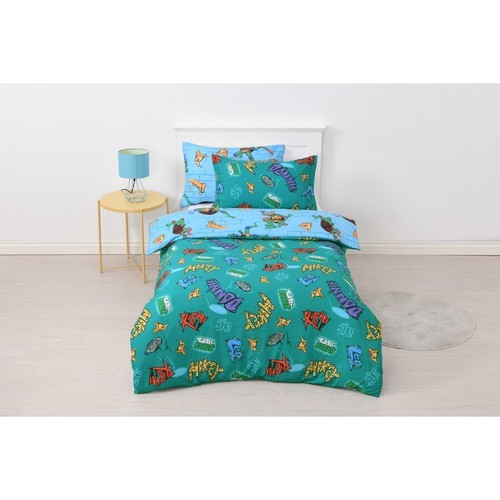 Licensed TEENAGE MUTANT NINJA TURTLES TMNT Reversible SINGLE Bed Quilt Cover Set - Foto 4 di 6