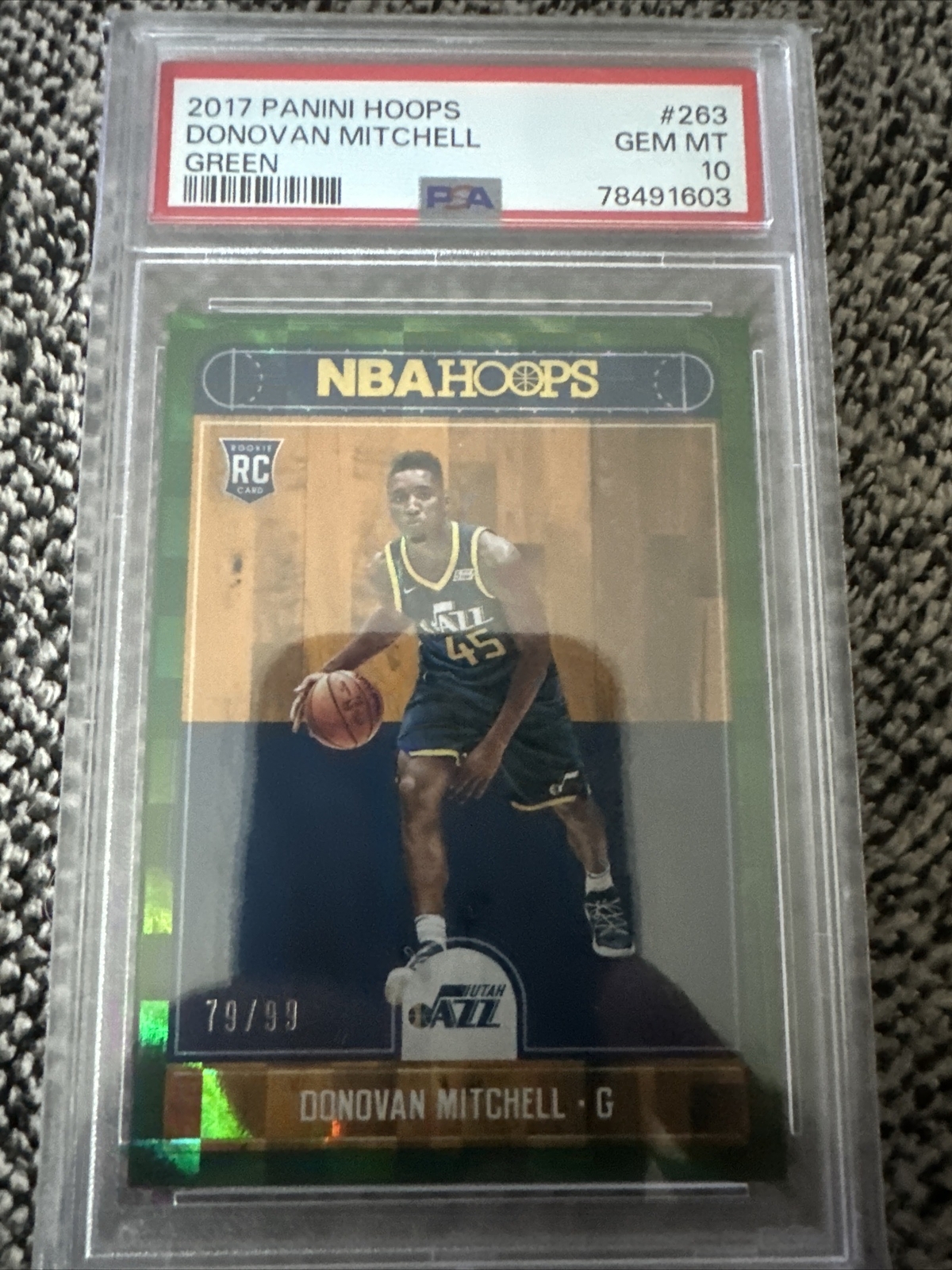 Donovan Mitchell 2017 Panini Hoops Green Ice  RC Rookie /99 PSA Gem 10