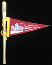 Baseball Hall of Fame Museum VTG Mini Pennant w/ Bat Cooperstown RARE Condition!
