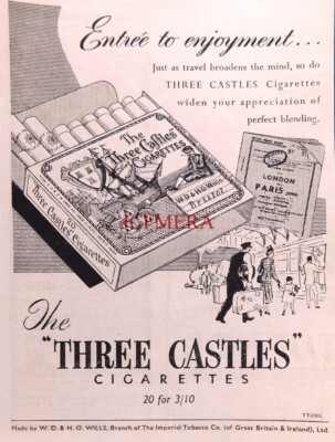 Wills ''Three Castles'' Zigaretten Tabak ANZEIGE #4: Kleiner 50er Jahre Druck 670/141