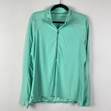 Athleta Canyon Lands Long Sleeve Top Size L Mint Green Half Zip Running