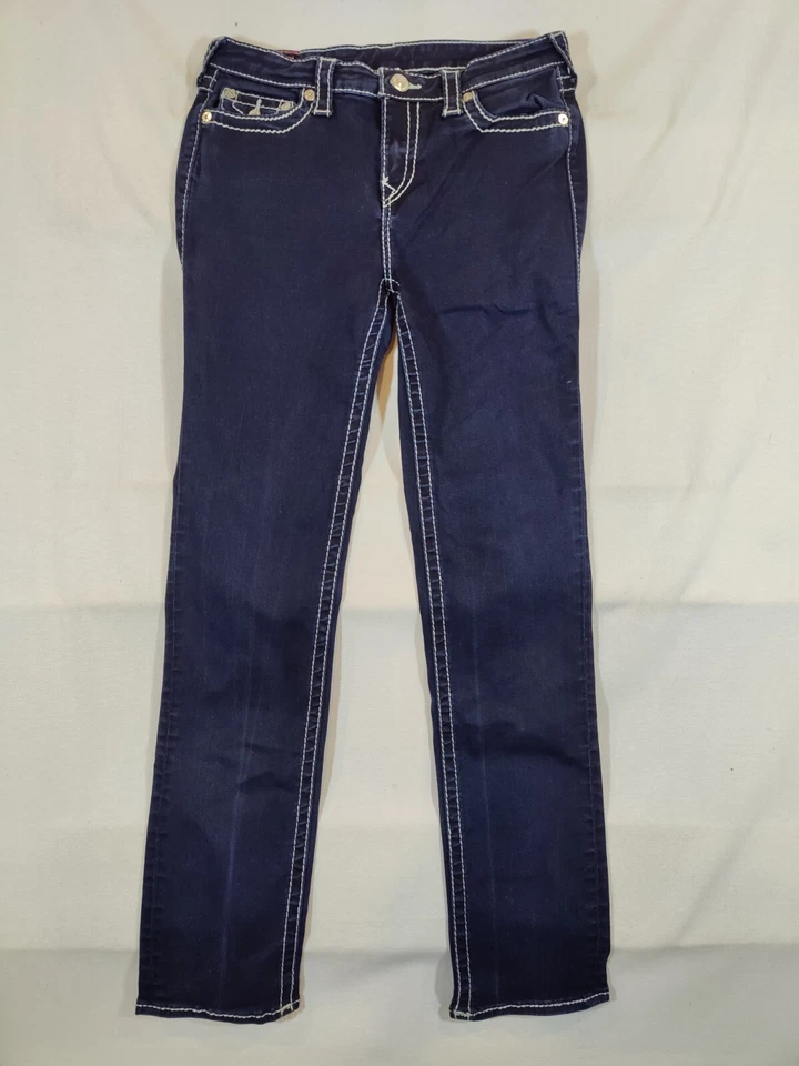 True Religion Jeans Womens 32 Billie Mid Rise Straight Leg World Tour Denim Blue - Image 3 of 4