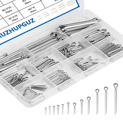 Various sizes 304 Stainless Steel Cotter Pin Assortment Set Value Kit,250 Pcs