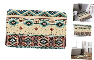 Aztec Bath Mat Southwestern Native Tribal Navajo American Ethnic Abstract 