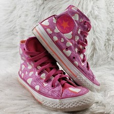 CONVERSE ALL STAR Chuck Taylor 656022F Pink White Hearts Hi Top Sneakers Size 13