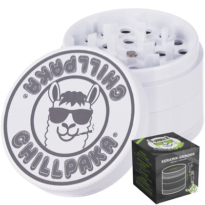 CHILLPAKA  Premium Keramik Grinder 63mm XL Crusher Kräutermühle Weiss
