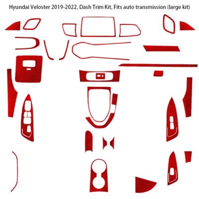 Red Carbon Fiber Full Sets Trim Cover Kit For Hyundai Veloster JS 2019-2022