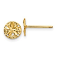 8mm 14K Yellow Gold Shiny-Cut Sand Dollar Post Earrings