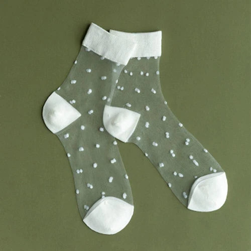 Women Lace Mesh Socks Transparent Thin Crystal Silk Short Ankle Socks Summer - Picture 15 of 38