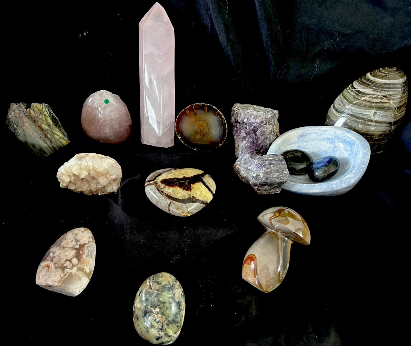 Lot Of 15 Fabulous Illustrious Unique Mineral Rocks Crystal Agate Jasper  Amythi