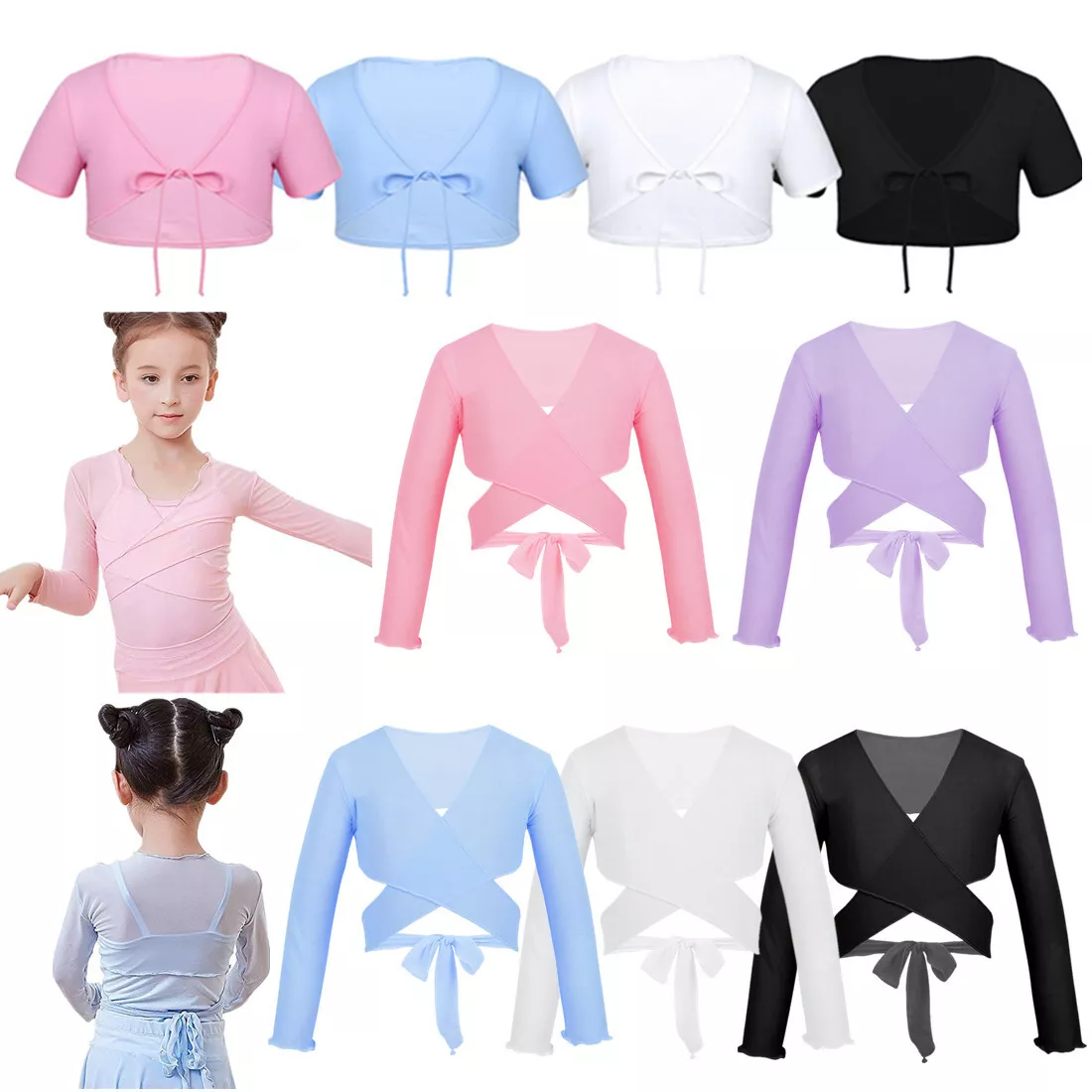 Girls Kids Ballet Dance Shrug Crop Top Gymnastics Wrap Cardigan