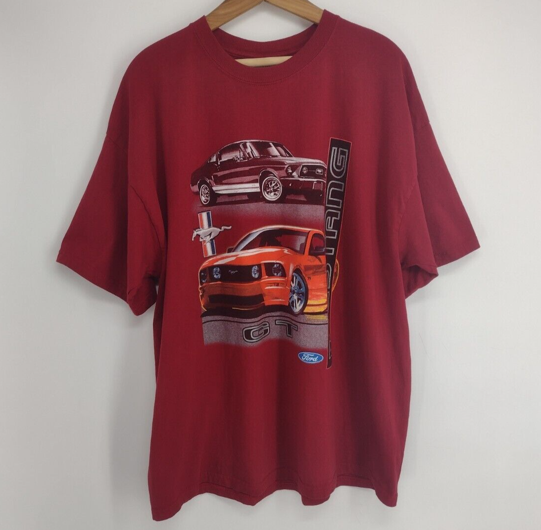 Vintage Y2K 90s Ford Mustang GT Red T-Shirt Mens 2XL | eBay