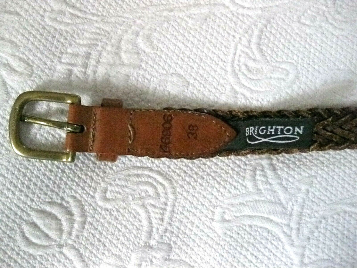 Two Brighton Leather Belts, Brown Sz M one braided Brighton Dark Brown Braided 32 Inch Belt With Silver Tone  main image 3