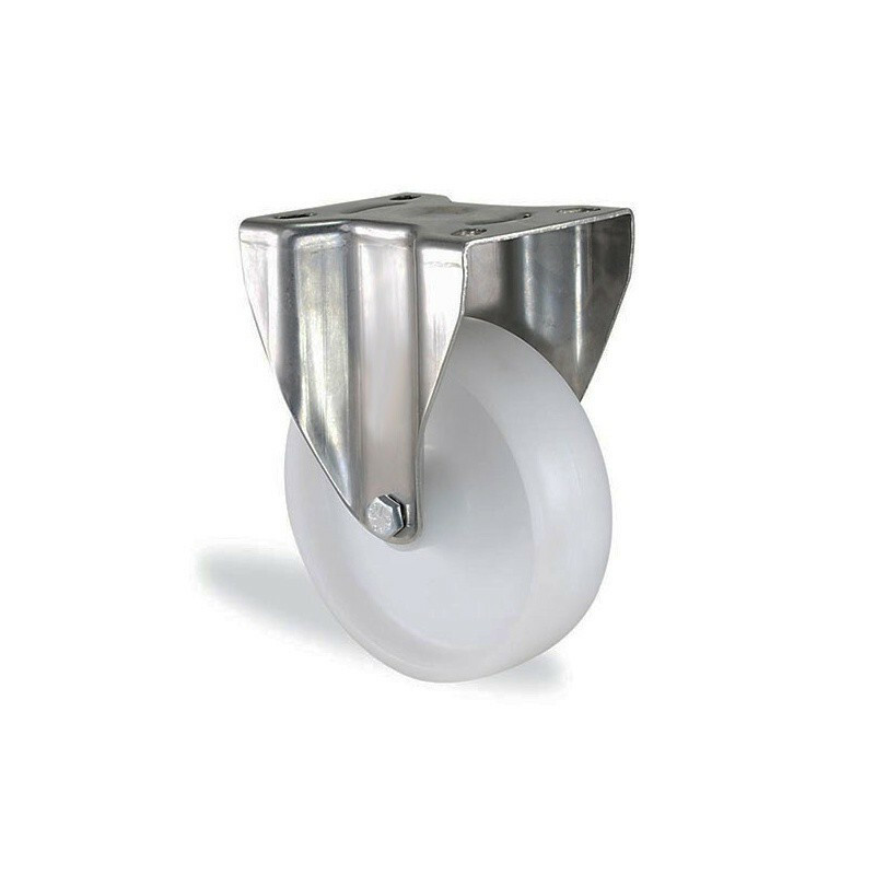 Roulette fixe inox 150mm en polymère blanc haute durabilité modèle INX