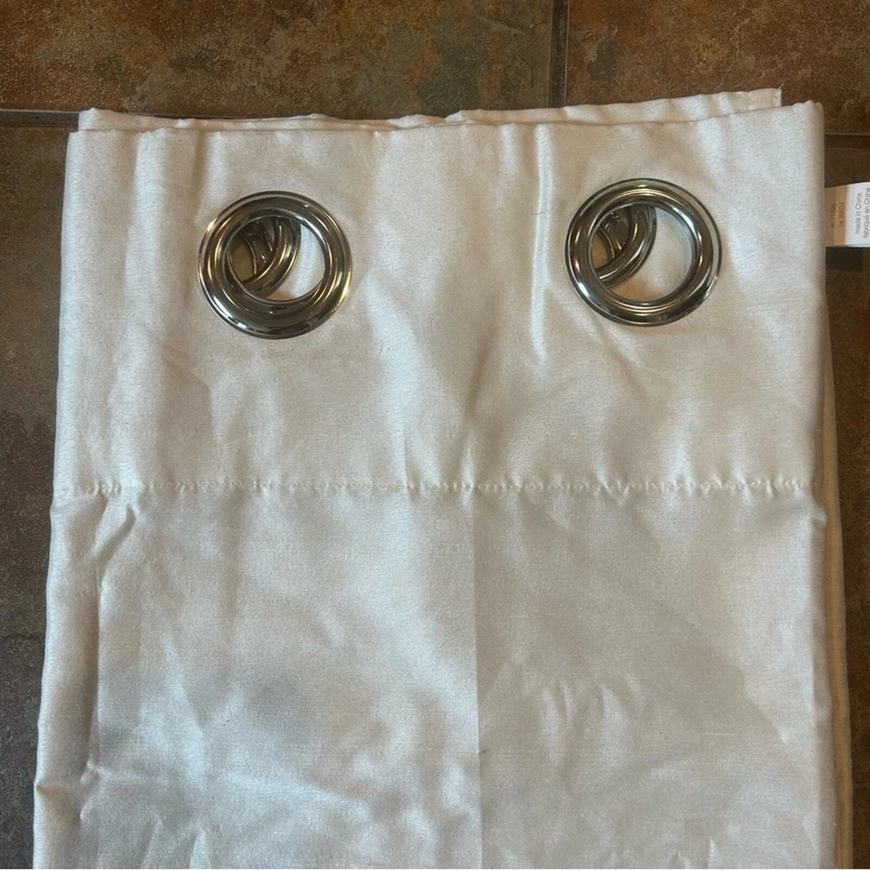 West Elm Window Curtain Panels Set of 2 Cream Silk Silver Grommets 48x84” - Image 2 of 4