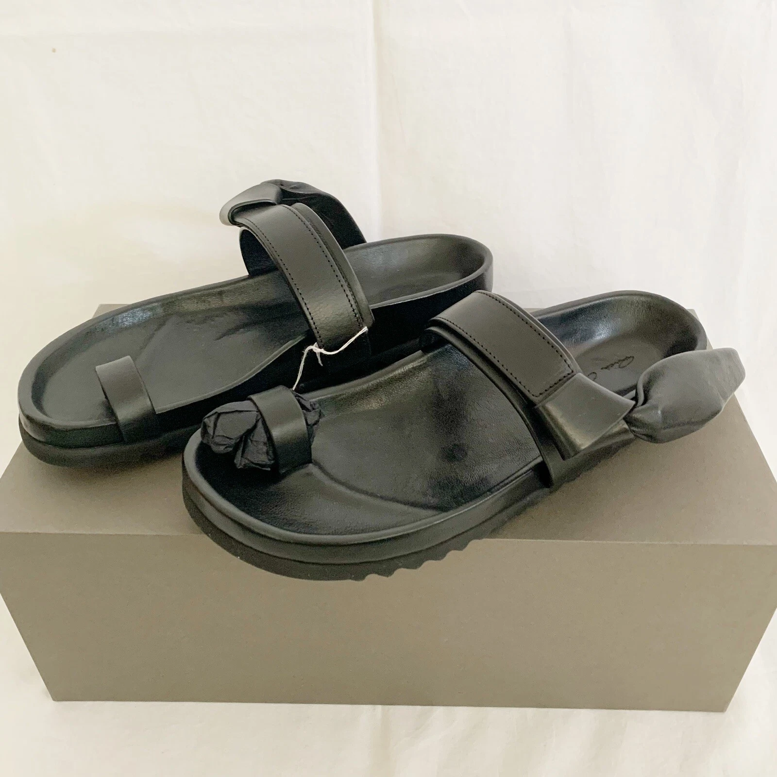 RICK OWENS DRKSHDW Nuovi con scatola Rick Owens diapositive in pelle grani taglia 37