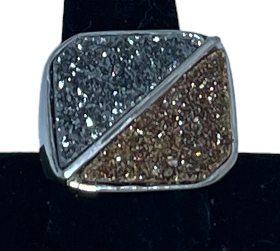 Anillo Christine Darren Drusy Cuarzo Dividido Plata/Color Rosa Unisex DRUSY 11 Foto 2 de 4