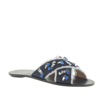 J.Crew Blue Women's Denim Cyprus Jeweled Sandals