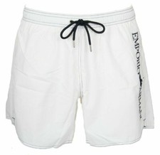 EMPORIO ARMANI EMBROIDERED LOGO SWIM SHORTS .