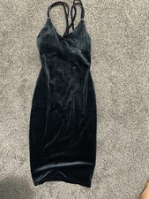 New Bodycon Velvet Strappy Mini Dress Midnight Blue Small Sexy Party Club Dress