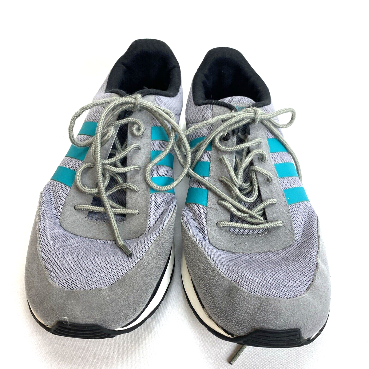 Adidas Neo Gents GreyAnd Turquoise Mesh Trainers Size UK 12