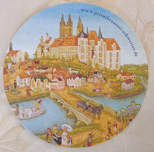 Bierdeckel Meissner Schwerter mit Stadtsilhou...