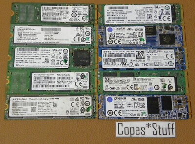LOT (10) 120GB / 128GB M.2 SSD 2280 Mixed Brand / Model Solid State ...