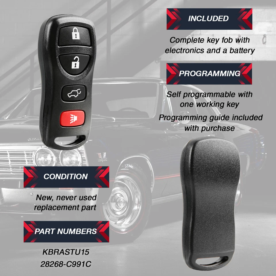 2 Remote 4-Button Key Fob for 2003 2004 2005 2006 2007 Infiniti QX56 KBRASTU15 Foto 4 de 4