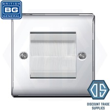 BG Nexus Polished/Mirror Chrome 1 Gang Brush Cable Entry Wall plate NPCEMS2 