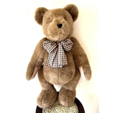 Boyds Bear Plush W/ Plaid Bow Collectible  Tare Tag Error 846 of 800  30" x 17"