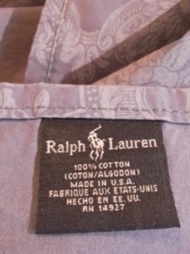 Vintage Ralph Lauren Twin Flat Sheet Avery Slate Blue Medallion Floral Scroll - Picture 8 of 9