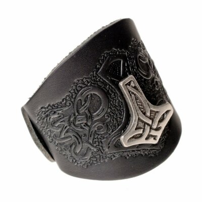 Armband mit Beschlag ''Mjölnir'', Leder LARP Lederarmband Armschützer Mittelalter