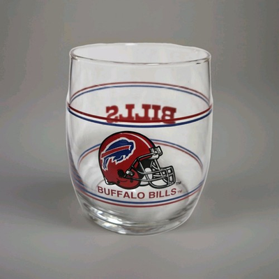 #ad #ad Buffalo Bills NFL Football Mobil Promo 13 oz Rocks Bar Glass 1980s $14.99