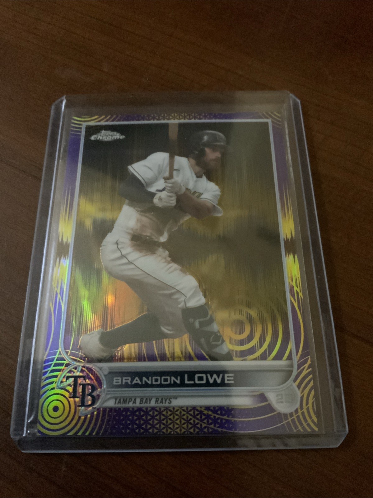 Brandon Lowe 2022 Topps Chrome Sonic Purple Yellow Pulse 299 #107 TB Rays Card
