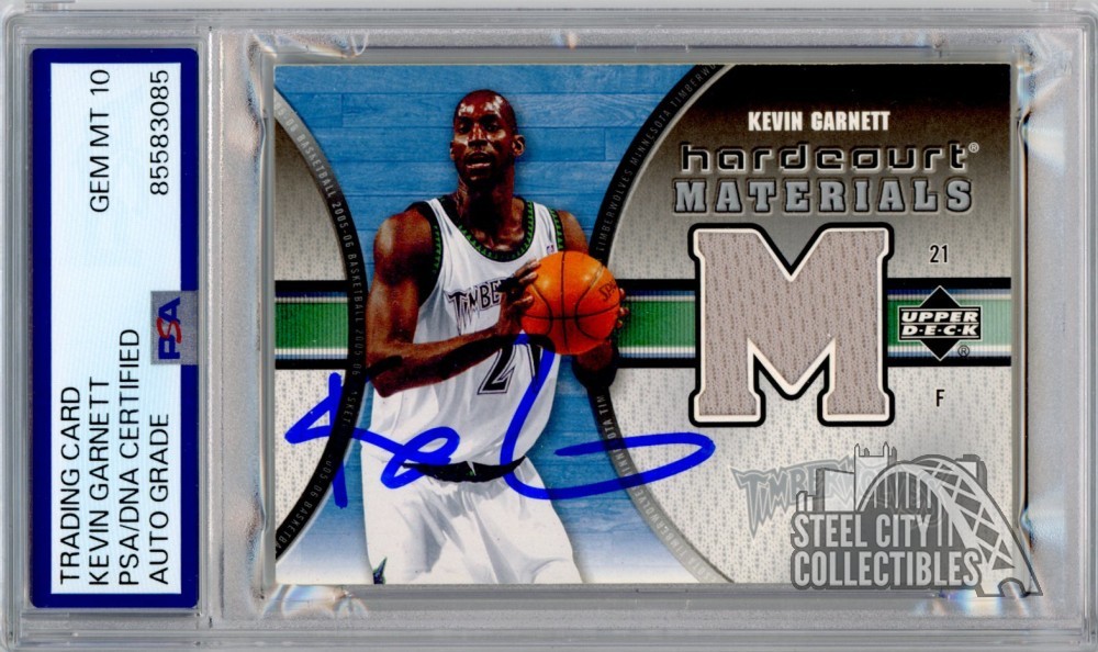 Kevin Garnett Autographed Signed 2005-06 UD Hardcourt Autograph Jersey Card #HM-KG PSA/DNA 10 